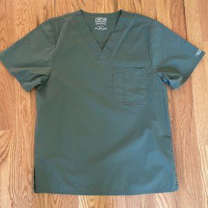 Core Stretch by Cherokee Workwear Men’s V-Neck Solid Scrub Top Sz XS Olive 4743